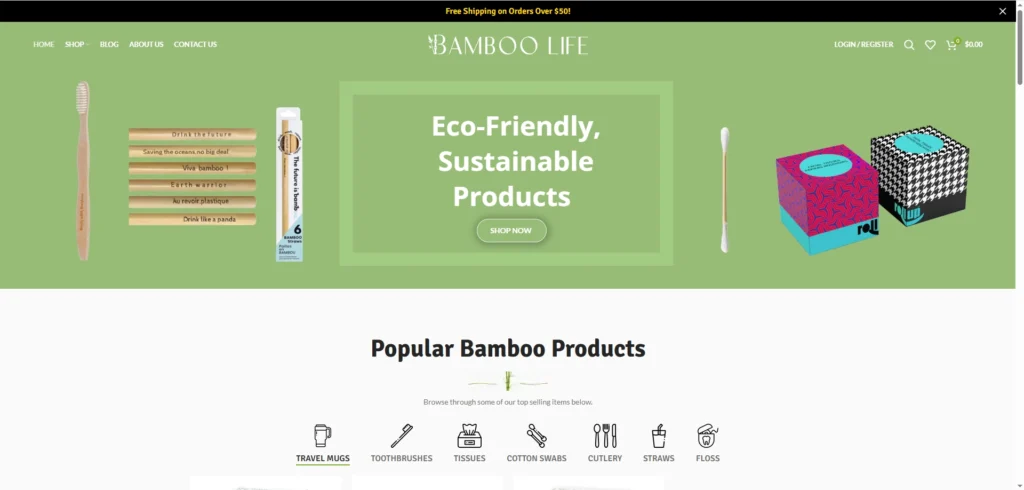 Bamboo Life homepage screenshot