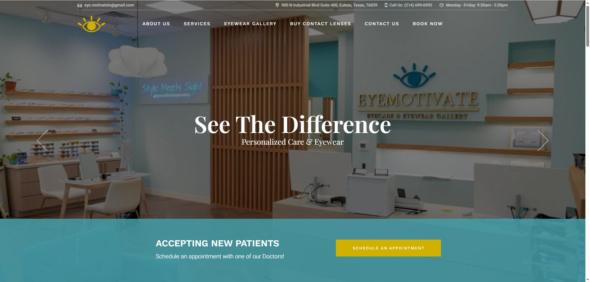 Eyemotivate Eyecare & Eyewear Gallery homepage screenshot