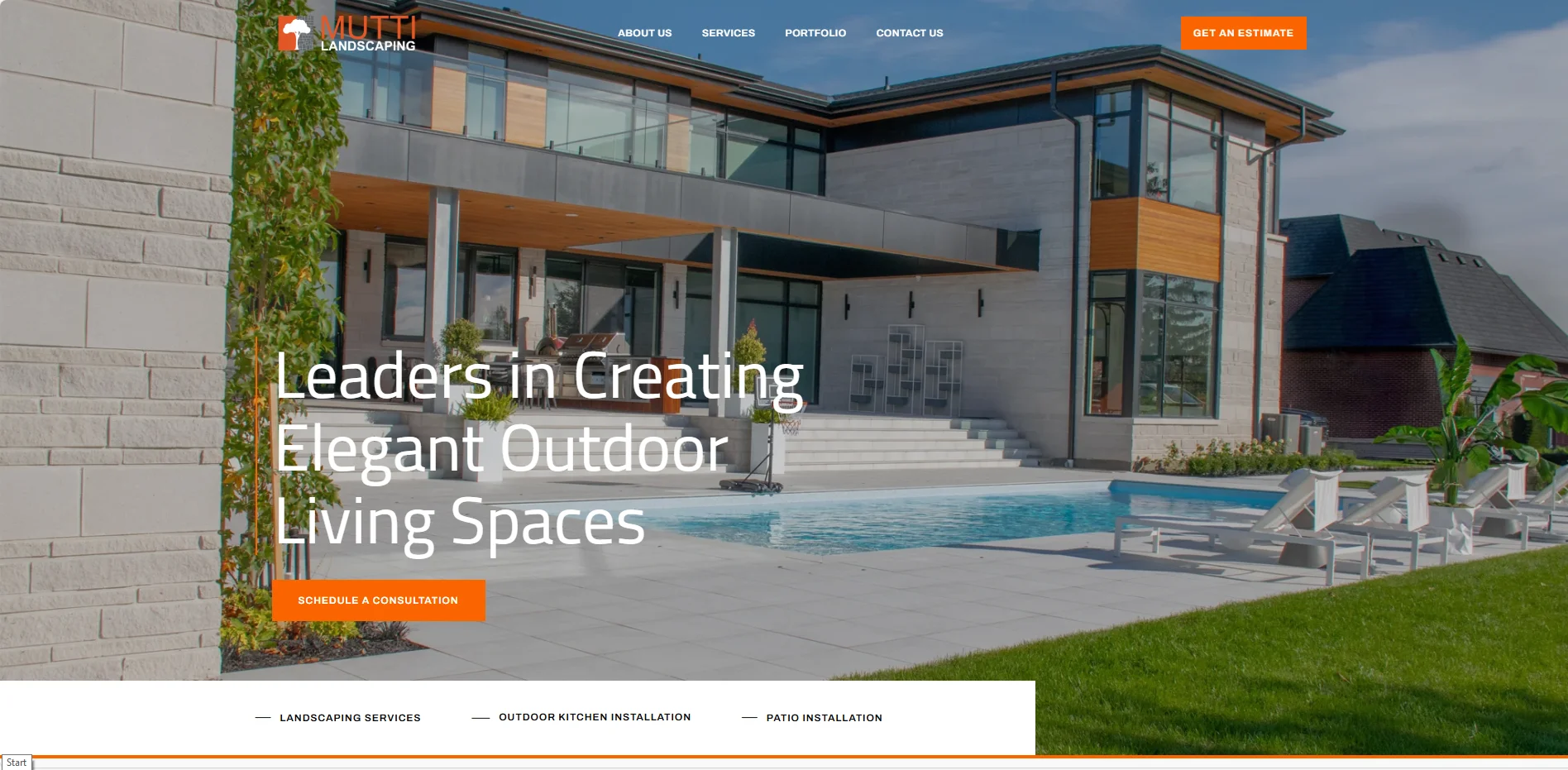 Mutti Landscaping homepage screenshot