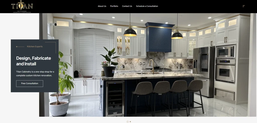Titan Cabinetry homepage screenshot