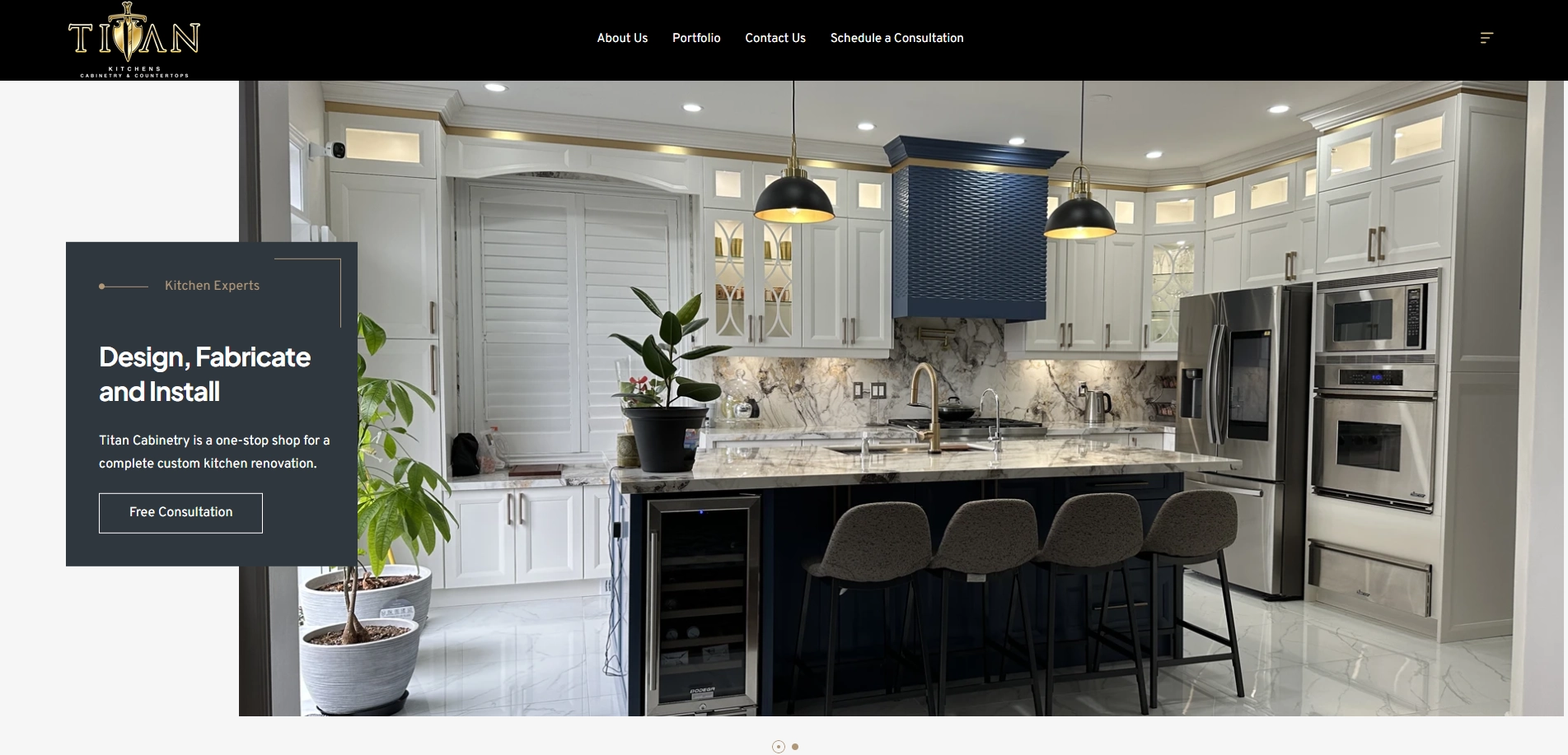 Titan Cabinetry homepage screenshot
